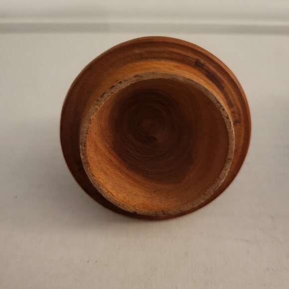 Vintage Hand Carved Wooden round Trinket Box w/Lid Floral Pattern Boho Design - Picture 5 of 6